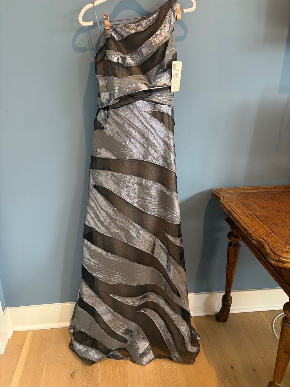 Rene Ruiz One-Shoulder Dress in Slate Pewt